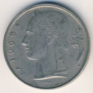 Бельгия 5 франков 1969 год BELGIE