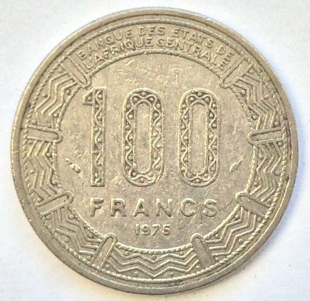 Конго 100 франков 1975 год