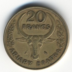 Монета Мадагаскар 20 франков 1970 год