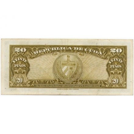 Куба 20 песо 1960 год - VF+