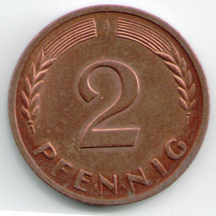 ФРГ 2 пфеннига 1970 год (J)