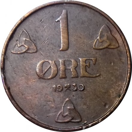 Норвегия 1 эре 1930 год Хокон VII