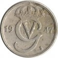 Швеция 10 эре 1947 год (никелевая бронза, &quot;GV&quot; на аверсе)