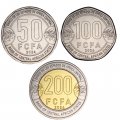 Набор из 3 монет Центральная Африка 50, 100, 200 франков 2024 год