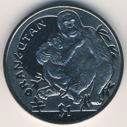 Монета Сьерра-Леоне 1 доллар 2010 год - Обезьяны. Орангутан