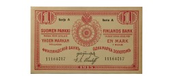 Российская империя - Финляндский Банк - 1 марка золотом 1915 год - XF