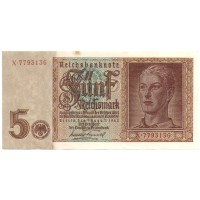 Третий Рейх (Германия) 5 марок 1939 - 1942 год VF+