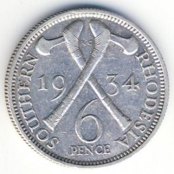 Южная Родезия 6 пенсов 1934 год