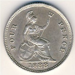 Великобритания 4 пенса 1888 год