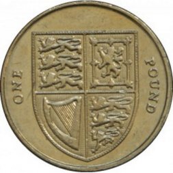 Великобритания 1 фунт 2010 год - Щит королевского герба