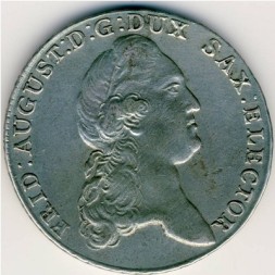 Монета Саксония 1 талер 1784 год