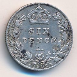 Великобритания 6 пенсов 1902 год