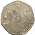 Великобритания 50 пенсов 2011 год - Настольный теннис