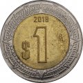 Мексика 1 песо 2018 год - Хохлатый сокол