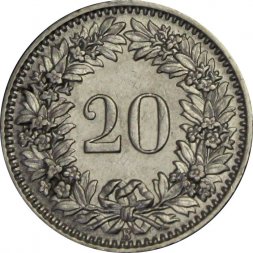 Швейцария 20 раппенов 1969 год
