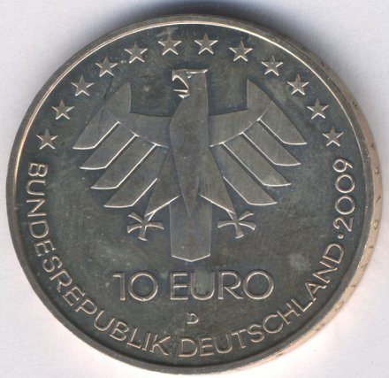 Германия 10 евро 2009 год - Международная экспозиция воздухоплавания