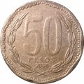 Чили 50 песо 2008 год - Бернардо О’Хиггинс (правильная надпись &quot;CHILE&quot;, Надпись &quot;R.Thenot&quot;)