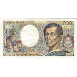 Франция 200 франков 1992 год - Барон Монтескье Шарль Луи. Шато-де-Ла Бред - VF