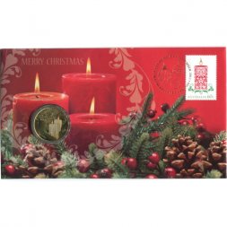 Австралия 1 доллар 2013 год - Счастливого Рождества (две свечи) в конверте