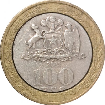 Чили 100 песо 2005 год