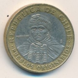 Чили 100 песо 2005 год
