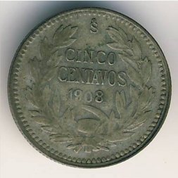 Чили 5 сентаво 1908 год