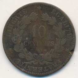 Франция 10 сантимов 1873 год
