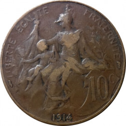 Франция 10 сантимов 1914 год