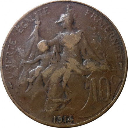 Франция 10 сантимов 1914 год