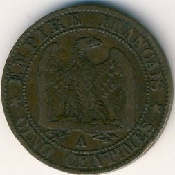 Франция 5 сантимов 1856 год - Наполеон III (A)