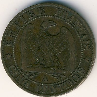 Франция 5 сантимов 1856 год - Наполеон III (A)