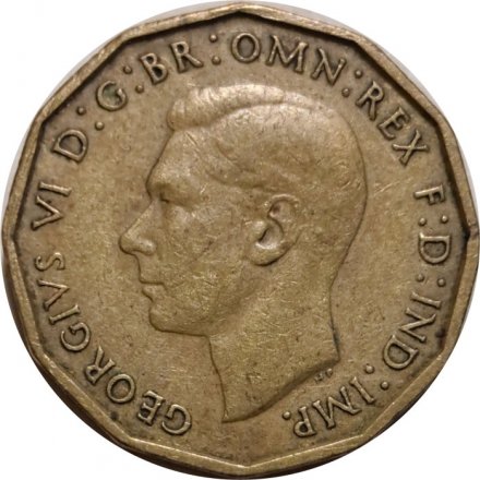 Великобритания 3 пенса 1939 год - Король Георг VI