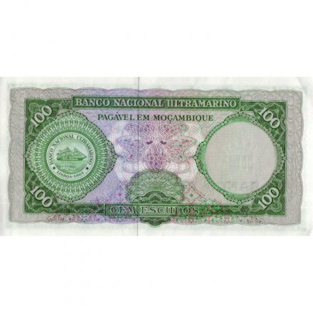 Мозамбик 100 эскудо 1961 год - Айрес де Орнелас. Логотип банка XF