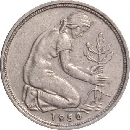 ФРГ 50 пфеннигов 1950 год (D)