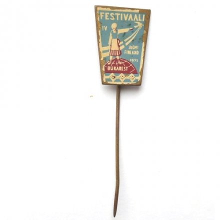 Значок-иголка Фестиваль молодежи. Бухарест. 1953 г.