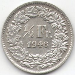 Швейцария 1/2 франка 1948 год