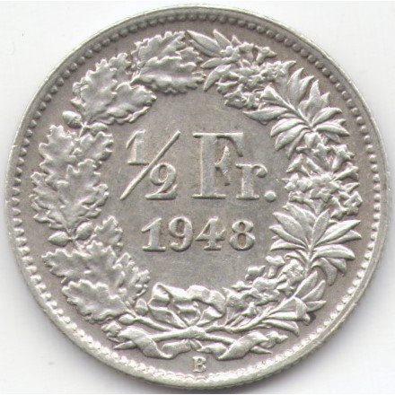 Швейцария 1/2 франка 1948 год