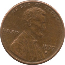 США 1 цент 1977 год (D)
