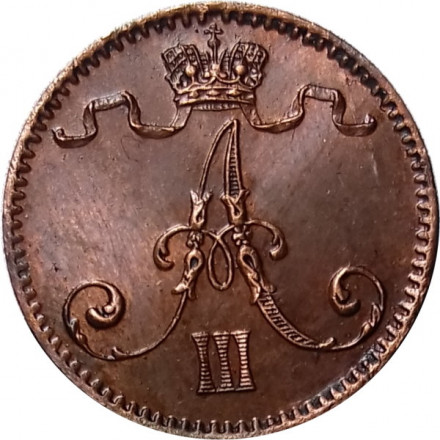 Финляндия 1 пенни 1893 год - Александр III - UNC