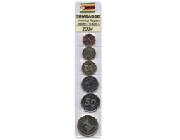 Набор из 6 монет Зимбабве 2014 - 2017 год