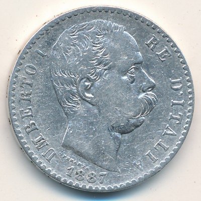 Италия 2 лиры 1887 год