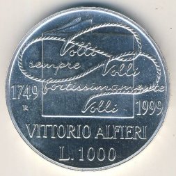 Италия 1000 лир 1999 год