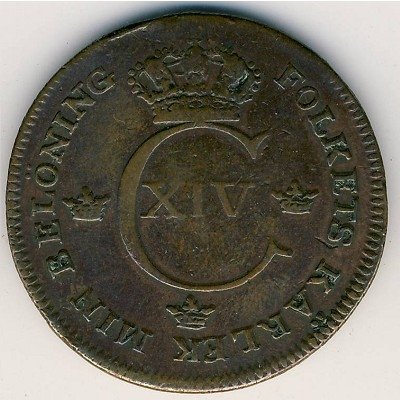 Швеция 1/2 скиллинга 1821 год