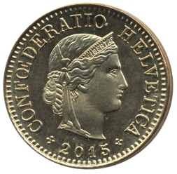 Монета Швейцария 5 раппенов 2015 год