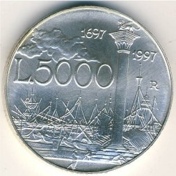 Италия 5000 лир 1997 год