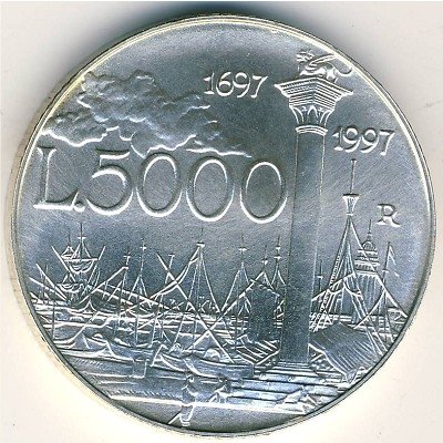 Италия 5000 лир 1997 год