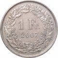 Швейцария 1 франк 2007 год