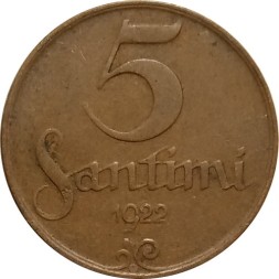 Латвия 5 сантим 1922 год