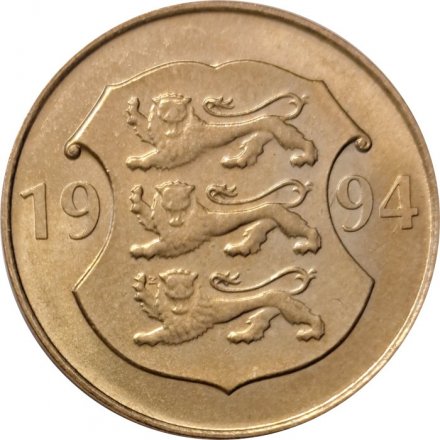 Эстония 5 крон 1994 год - 75 лет Национальному банку Эстонии UNC