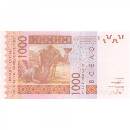 Кот-д`Ивуар 1000 франков 2003 год (A) - Верблюды UNC